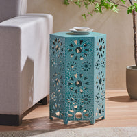 Eliana 14" Side Table Teal Iron