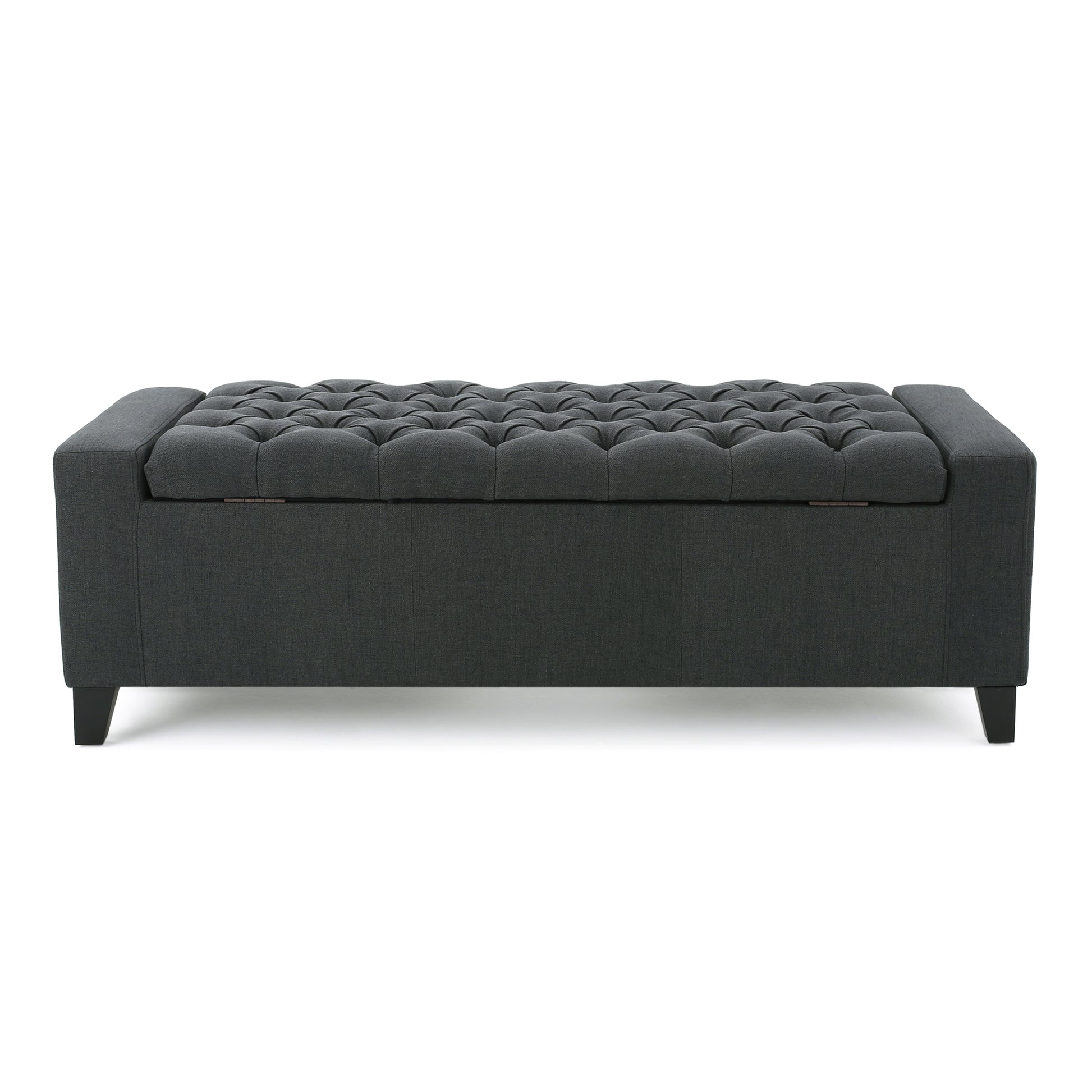 Storage Ottoman Dark Gray Fabric