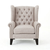 Accent Chair Beige Fabric