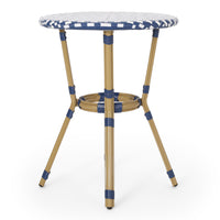 Picardy French Bistro Set Navy Blue Rattan
