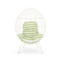 Gianni Teardrop Chair White Green Pe Rattan Iron Waterproof Fabric