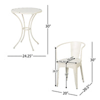 Colmar 3 Pc Kd Metal Set White Iron