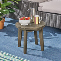 Outdoor 16" Acacia Wood Side Table, Gray Finish Grey Acacia Wood