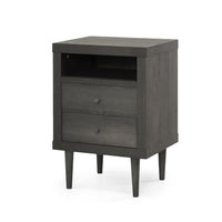 2 Drawer Nightstand Grey Mdf