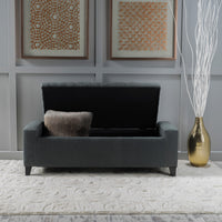 Storage Ottoman Dark Gray Fabric