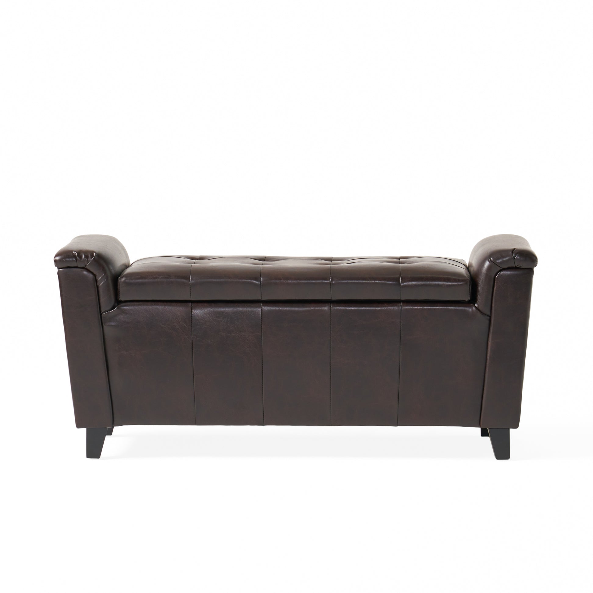 Alden Armed Storage Bench Brown Pu Leather