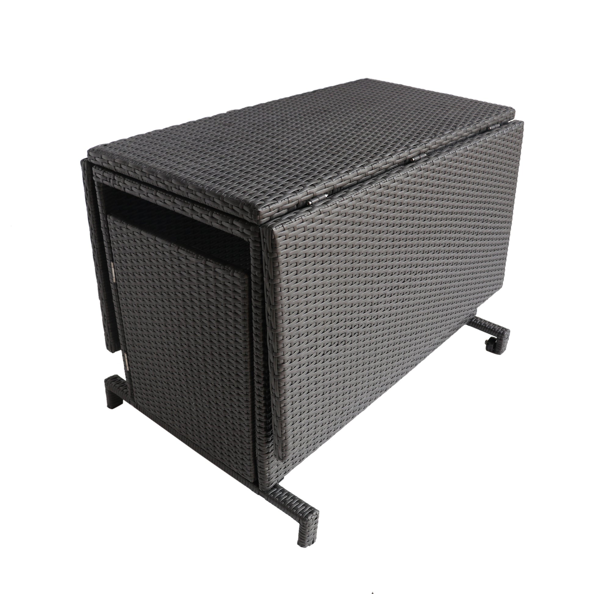 Maldives Aluminum Foldable Dining Set Grey Pe Rattan Iron