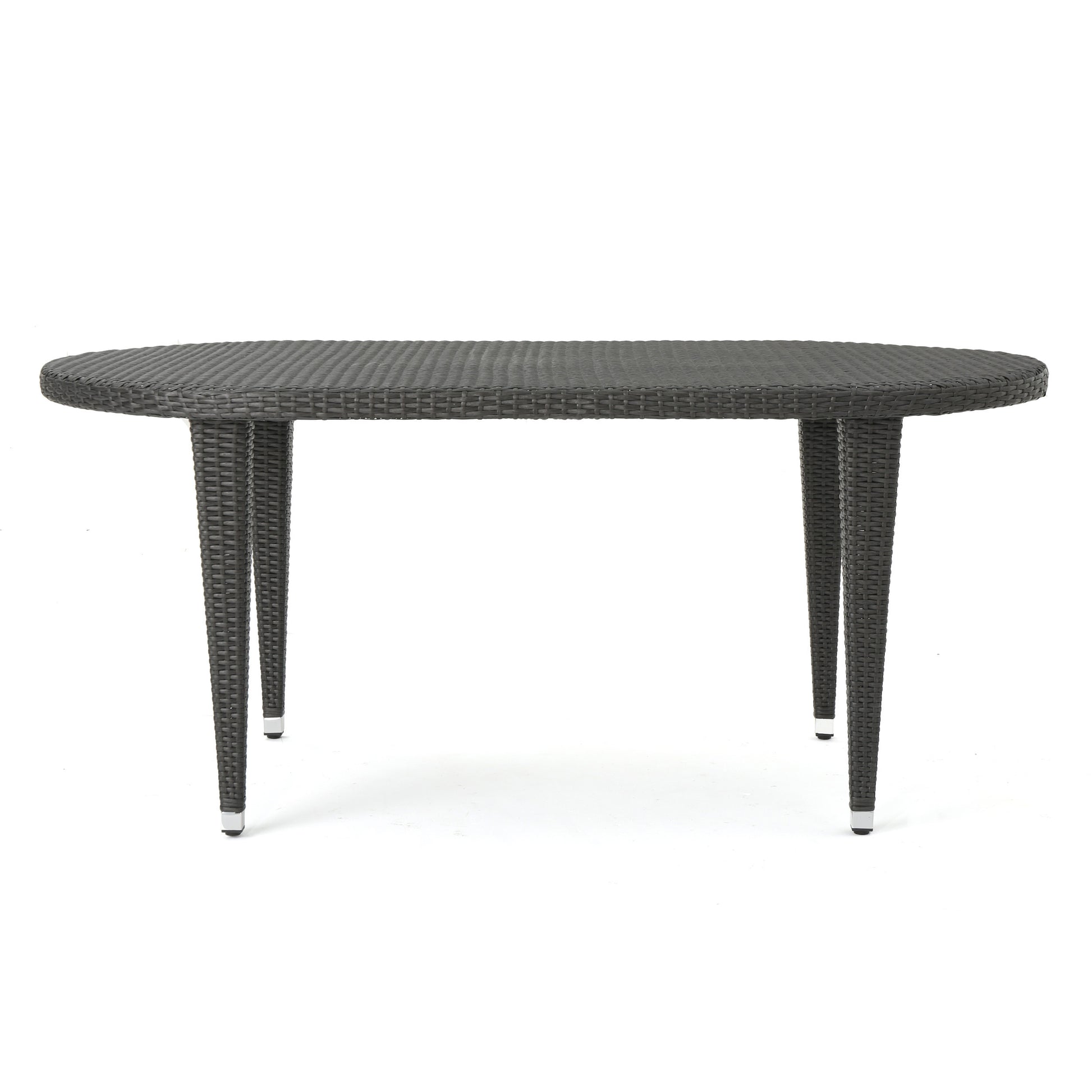 Dominica 6" Oval Dining Table Grey Pe Rattan Iron