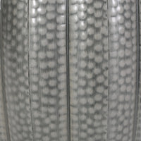 Metal Drum End Table Antique Silver Iron