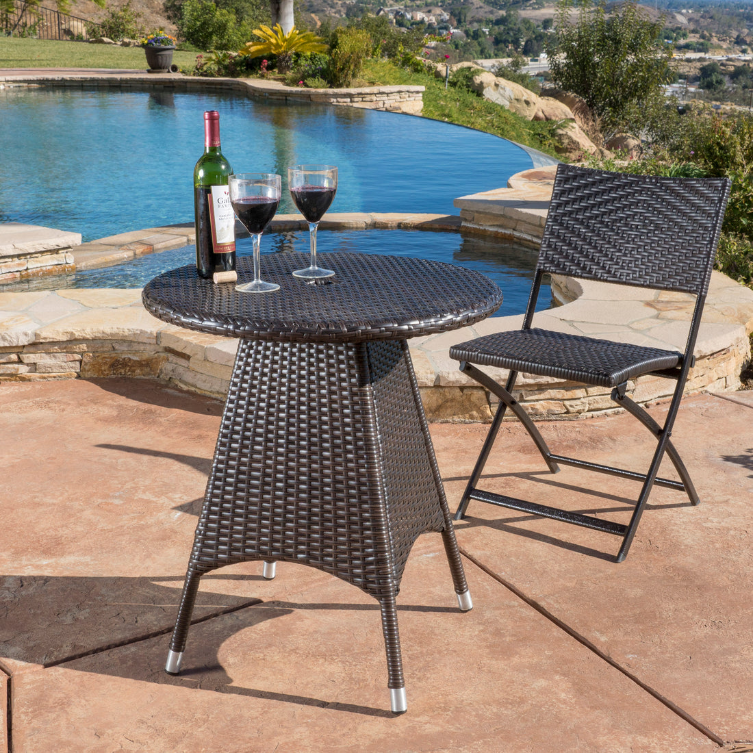 Corsica Rd Bistro Table Brown Multi Pe Rattan Iron