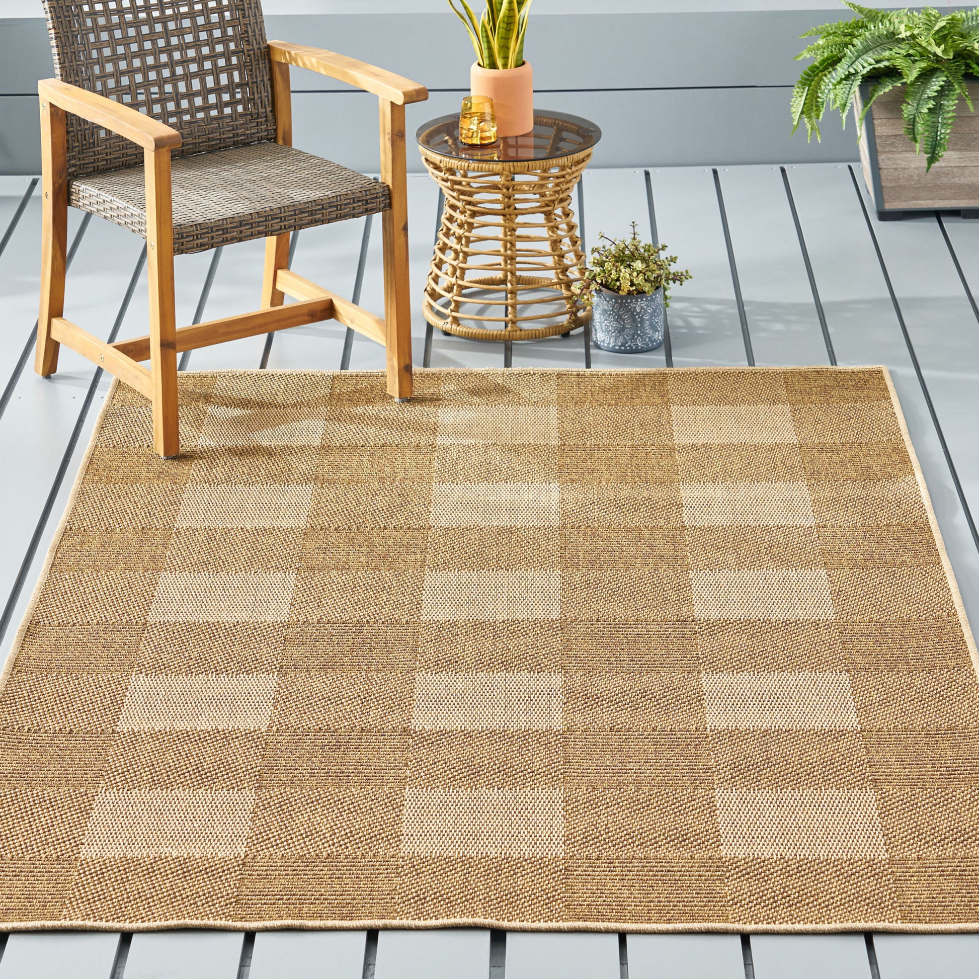 5'3" X 7' Indoor Outdoor Area Rug, Natural Natural Polypropylene