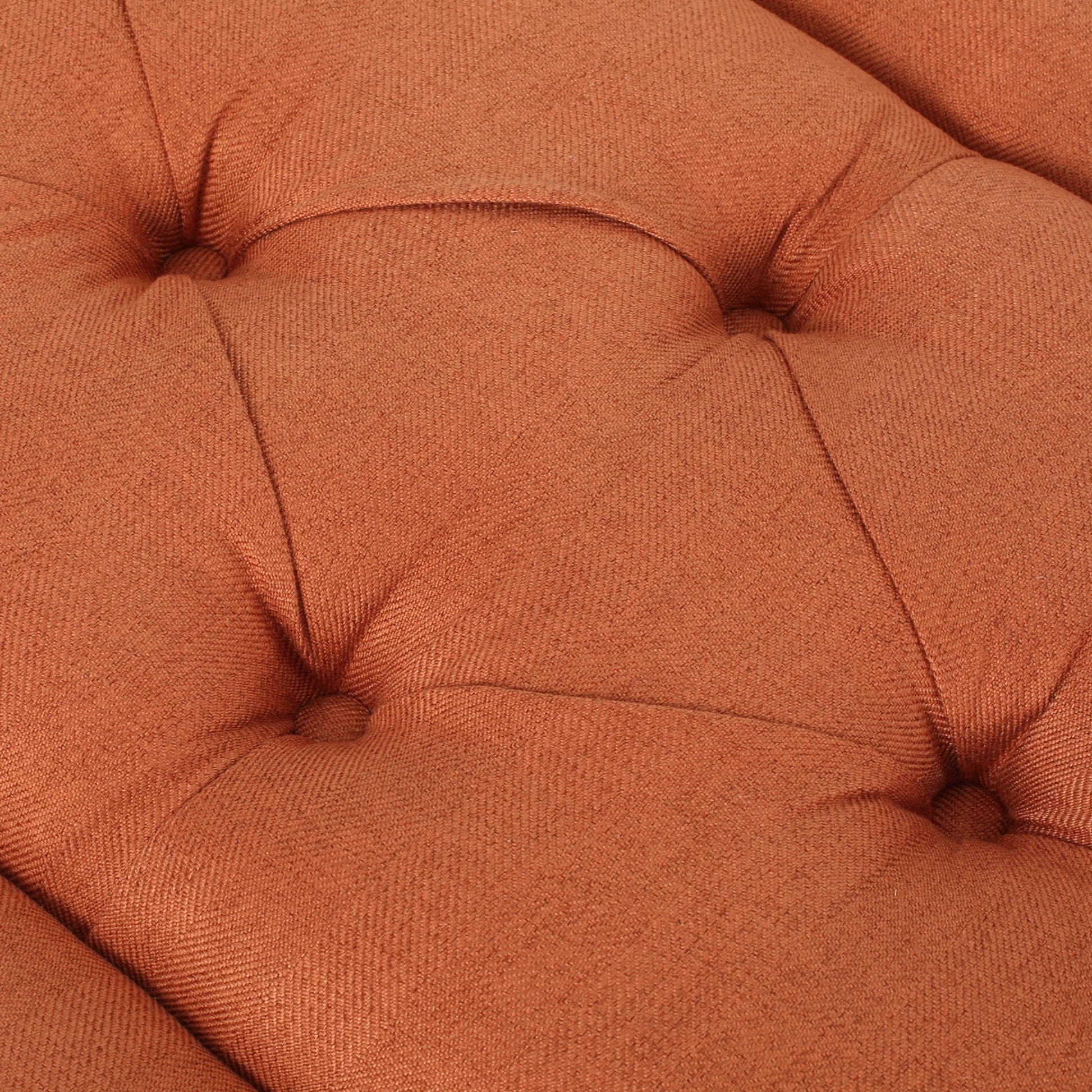 Tuft Top Ottoman Orange Fabric