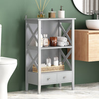 2 Drawer Storage Rack Gray Mdf