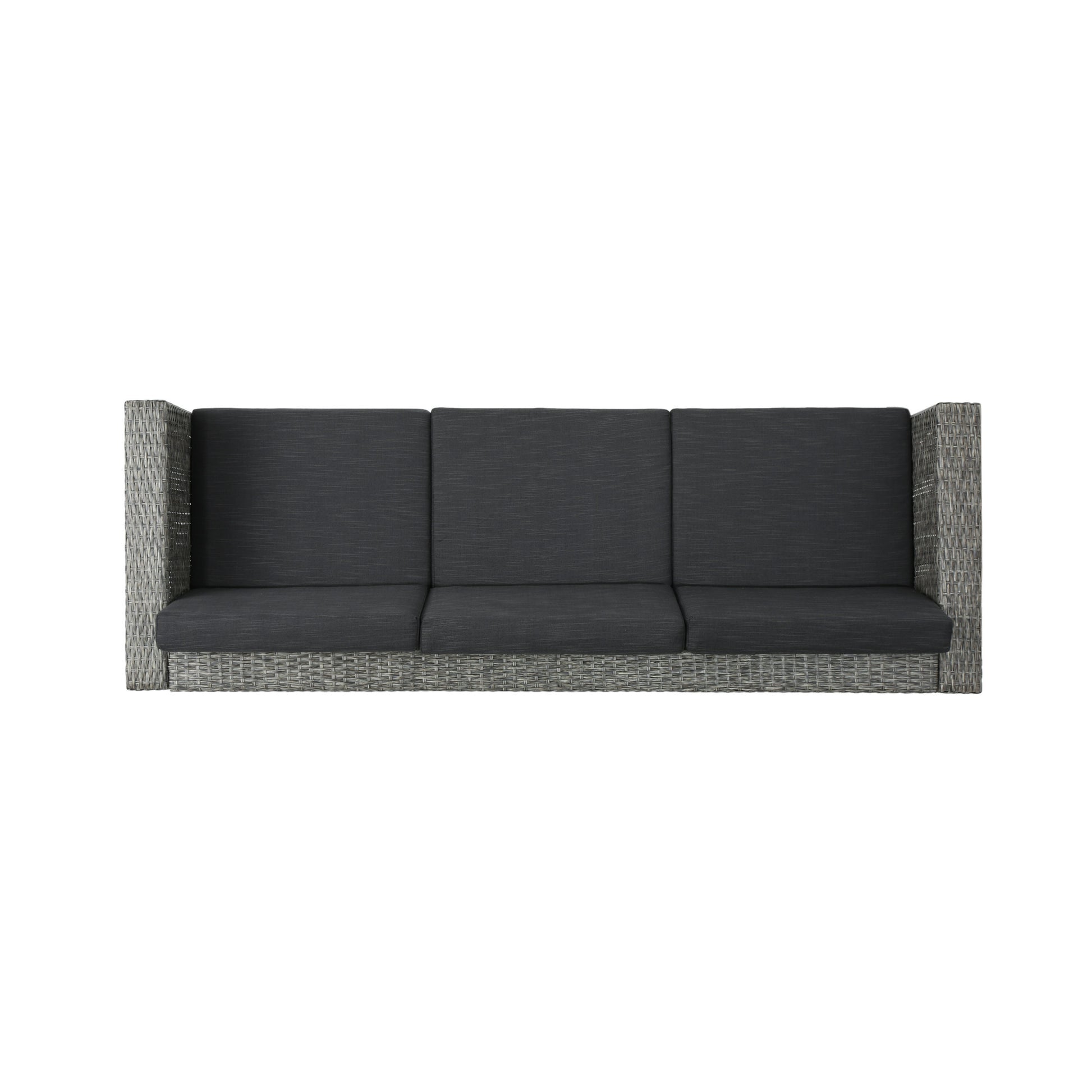 Puerta 3Seater Black Grey Pe Rattan Iron