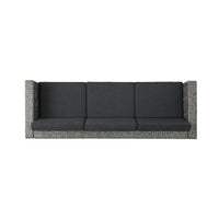 Puerta 3Seater Black Grey Pe Rattan Iron
