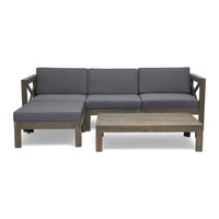 Alcove Lshape Sofa Set, Dark Grey Dark Grey Seats 4 Acacia Wood