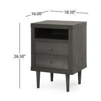 2 Drawer Nightstand Grey Mdf