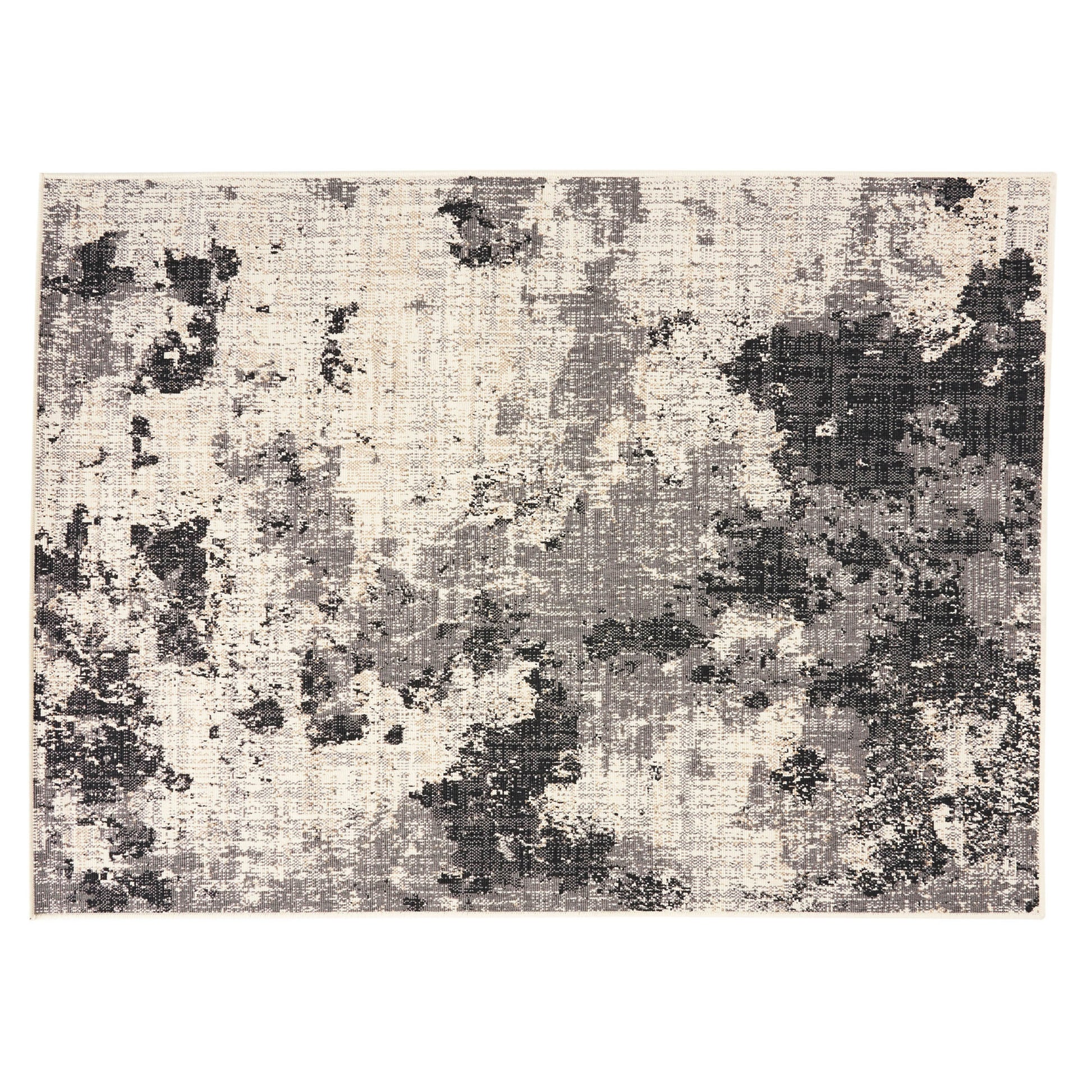 5'3"X7' Rug Black Ivory Polypropylene