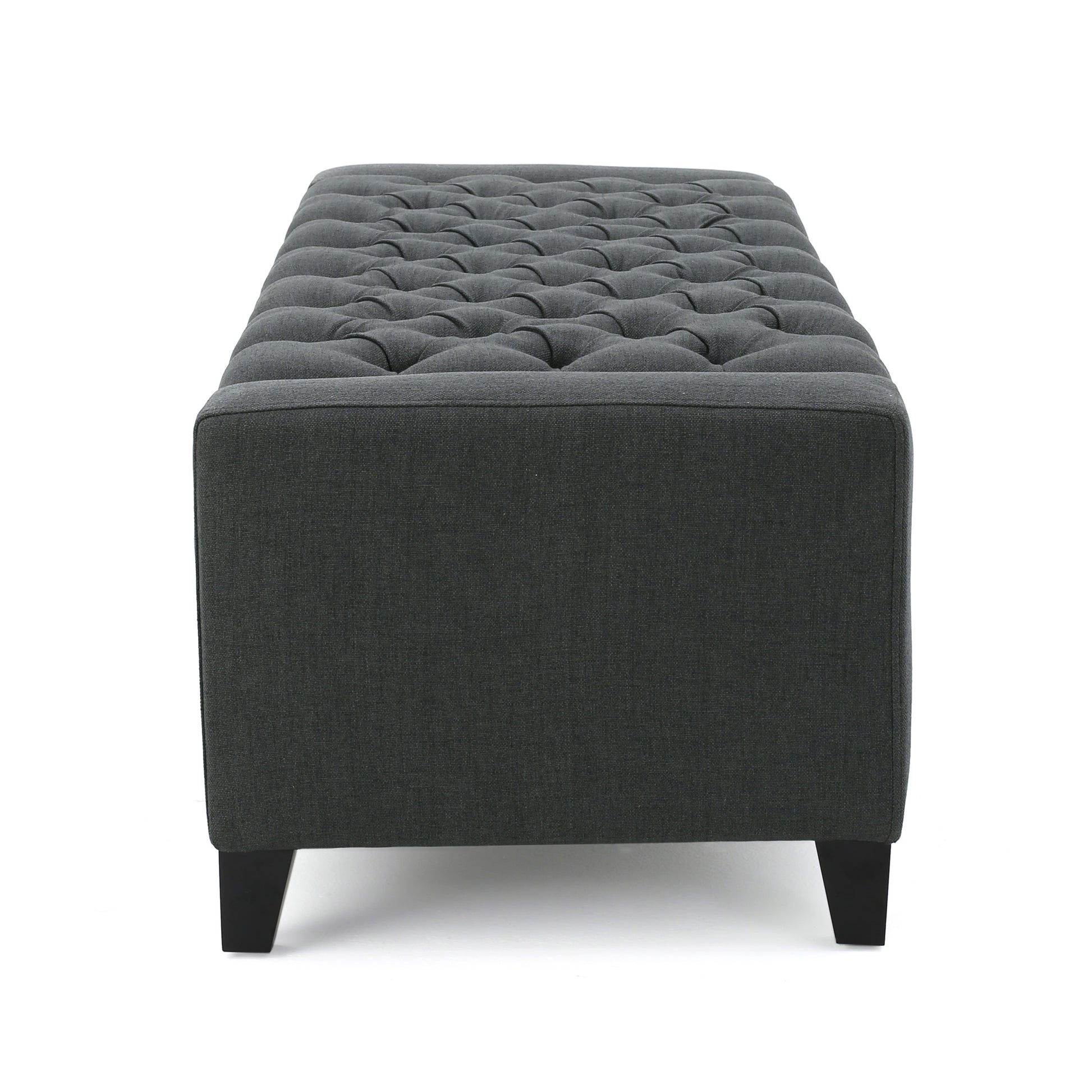 Storage Ottoman Dark Gray Fabric