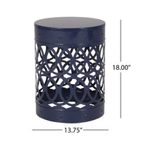 Outdoor Metal End Table Large Navy Blue Iron