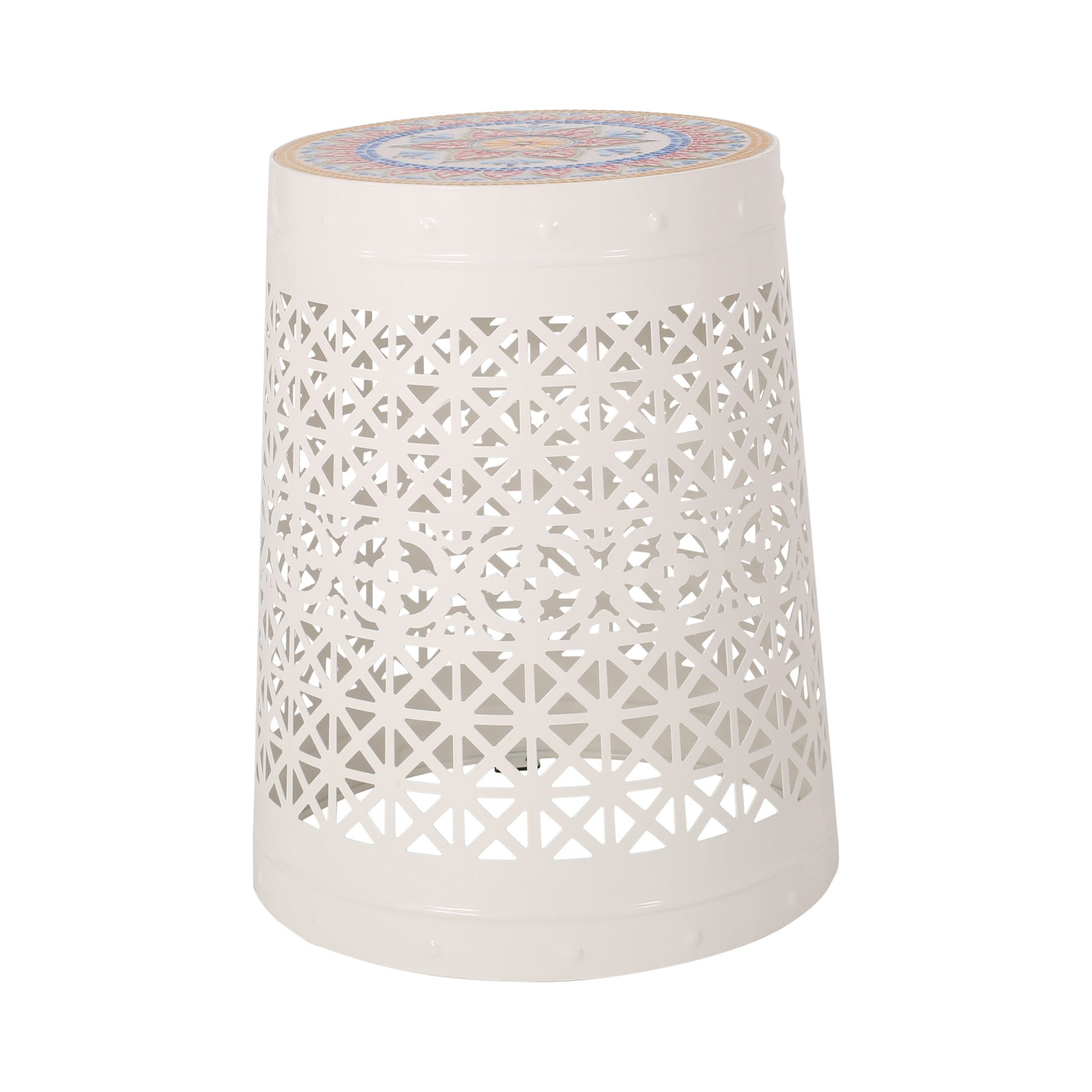 Cranbrook Side Table White Ceramic Tile Iron