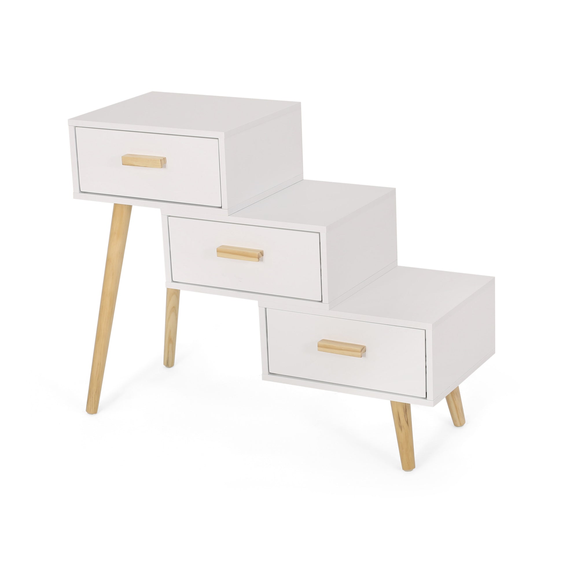 3 Drawer Stair Cabinet White Mdf