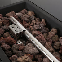 40" Rectangle Mgo Fire Pit 50 000 Btu Black Gray Magnesium Oxide