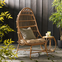 Elon Cocoon Chair Light Brown Pe Rattan Iron Waterproof Fabric