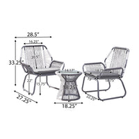 Idaho 3Pc Chat Set Gray Woven Rope