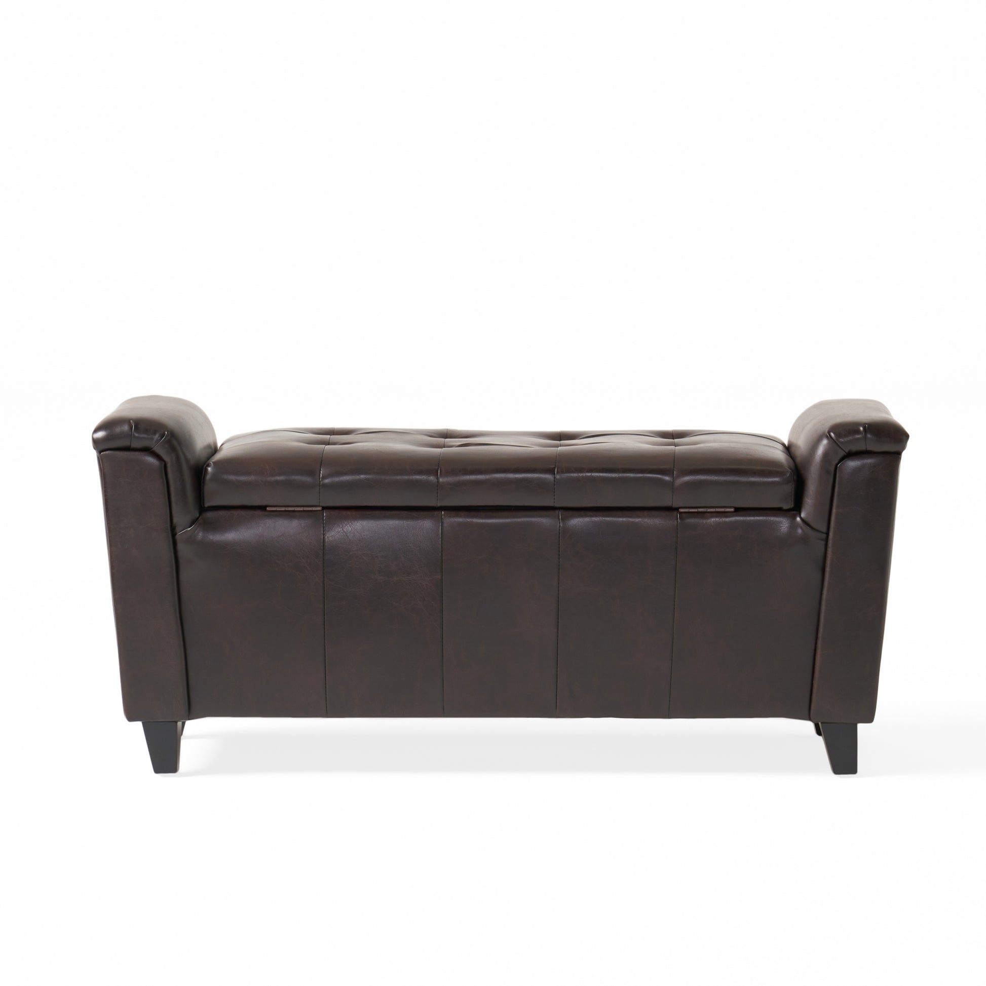 Alden Armed Storage Bench Brown Pu Leather