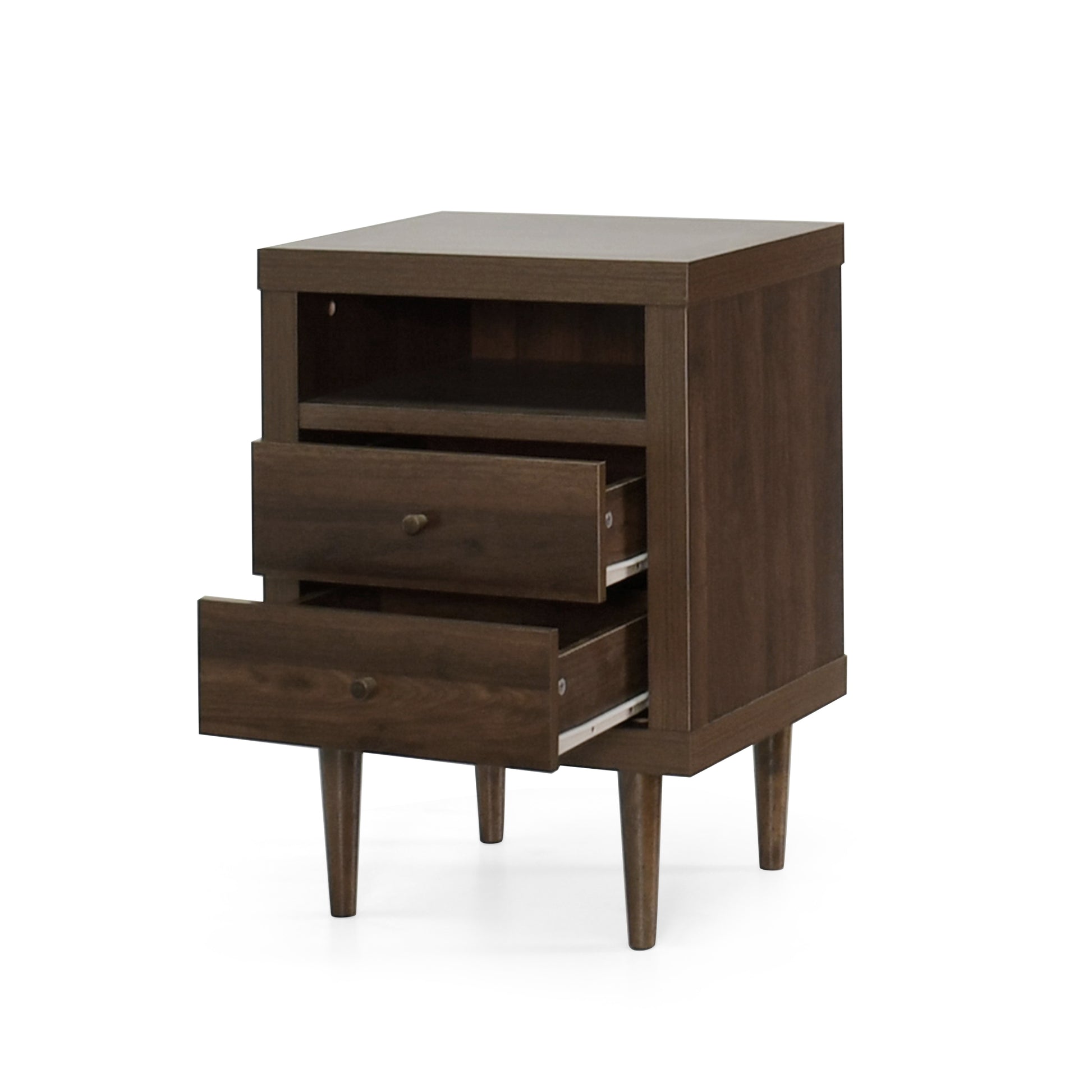 2 Drawer Nightstand Walnut Mdf