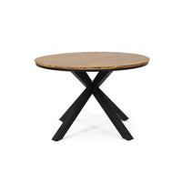 Modern Dinning Table Black Metal & Wood