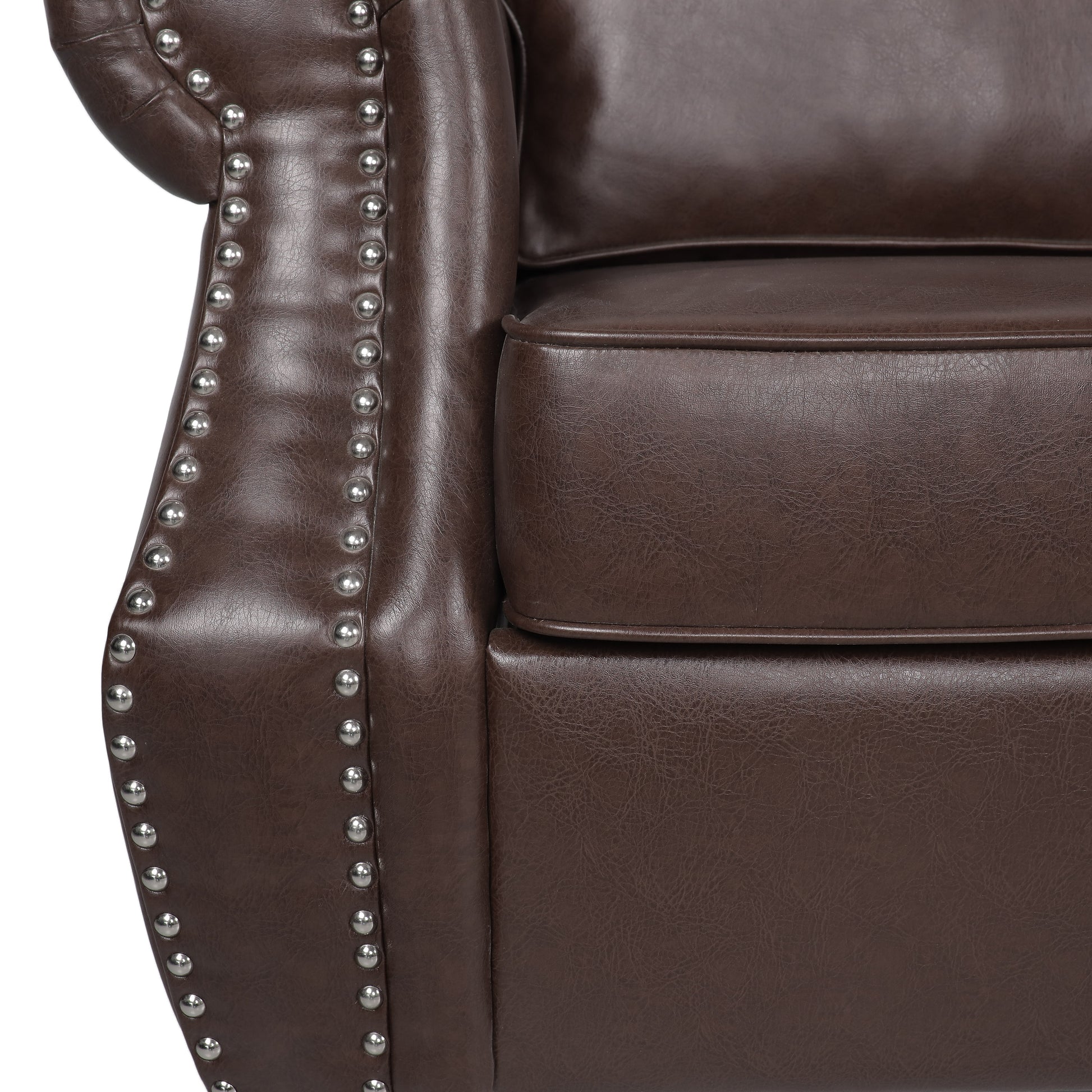 3 Seater Sofa Dark Brown Faux Leather 3 Seat