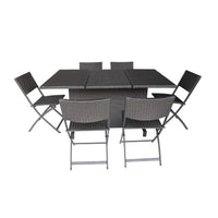 Maldives Aluminum Foldable Dining Set Grey Pe Rattan Iron