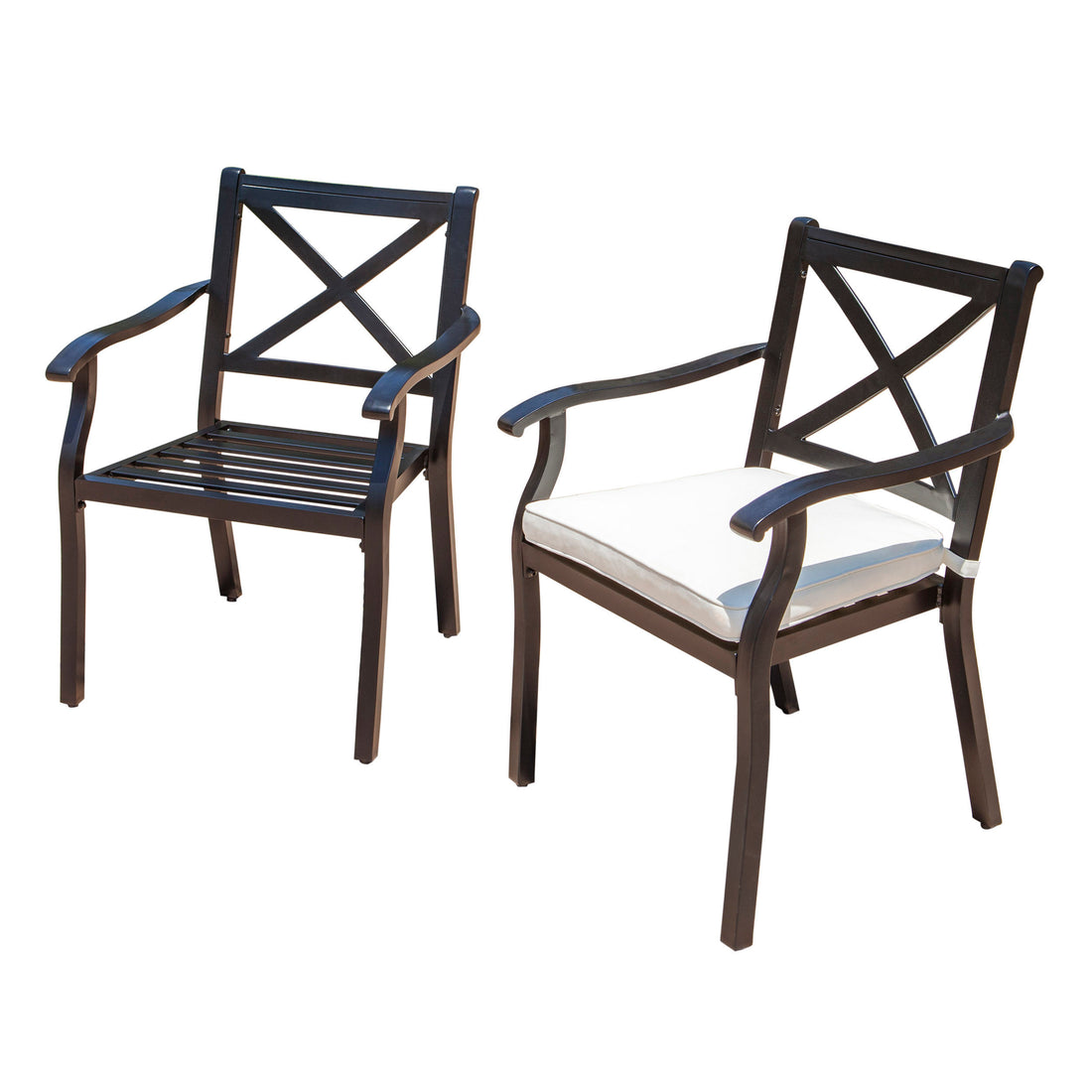 2Pc Dining Chair Black Ivory Aluminum