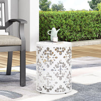 Metal End Table Large White Iron