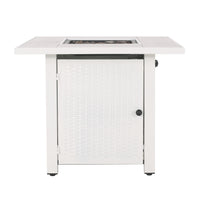30" Outdoor 40,000Btu Square Iron Fire Pit With Ceramic Tile Top, White White Ceramic Tile Iron