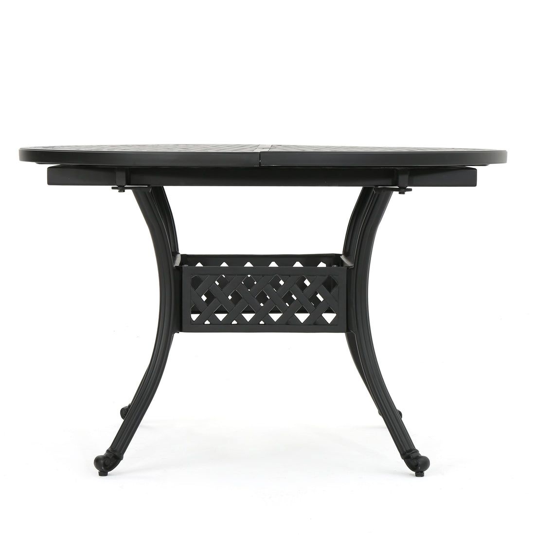 Outdoor Expandable Aluminum Dining Table, Black Sand Finish Black Aluminium