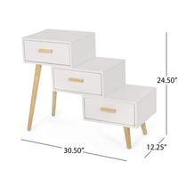 3 Drawer Stair Cabinet White Mdf