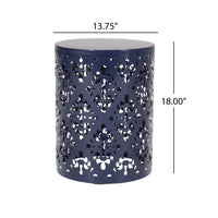 Metal End Table Large Navy Blue Iron