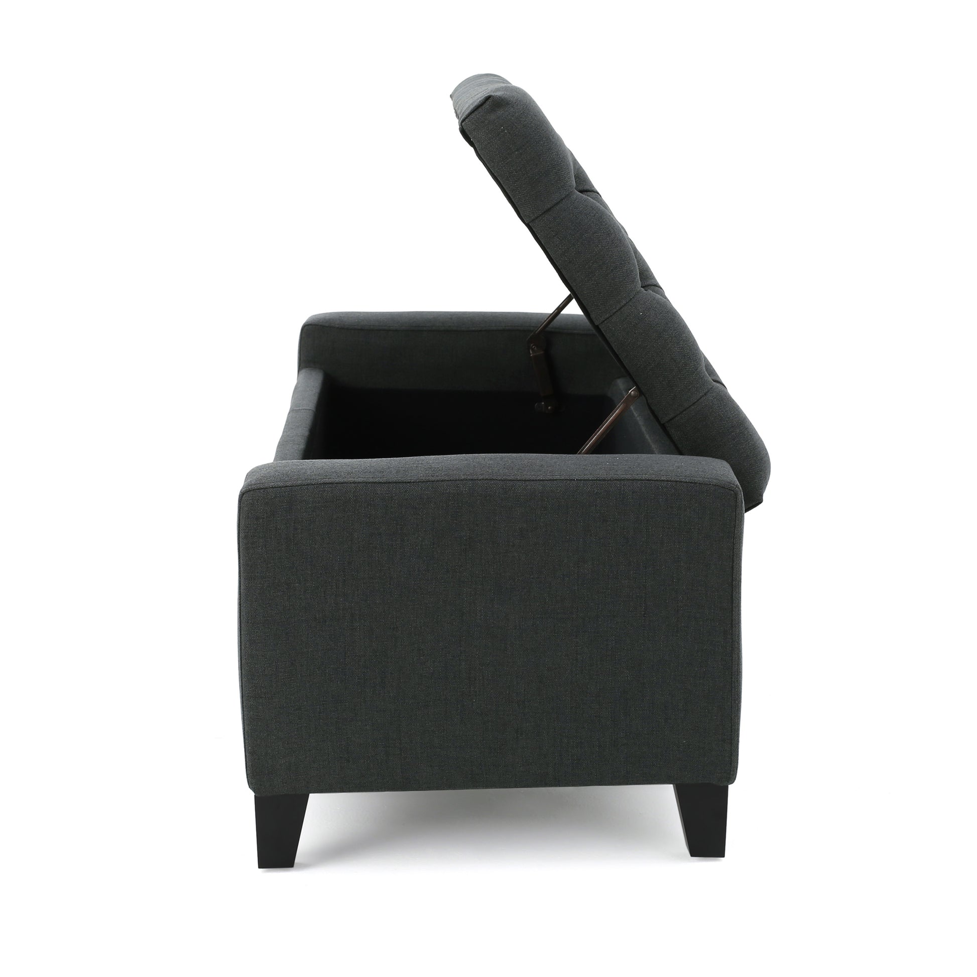 Storage Ottoman Dark Gray Fabric