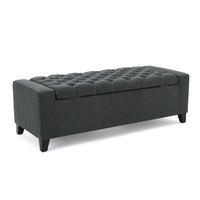 Storage Ottoman Dark Gray Fabric