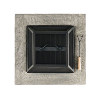 28" Concrete Wood Burning Outdoor Fire Pit Table With Lid Stone Gray Stone Gray Magnesium Oxide