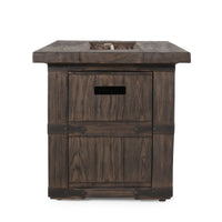 Andrew Rectangle Fire Pit 40,000 Btu Tank Inside Brown Magnesium Oxide