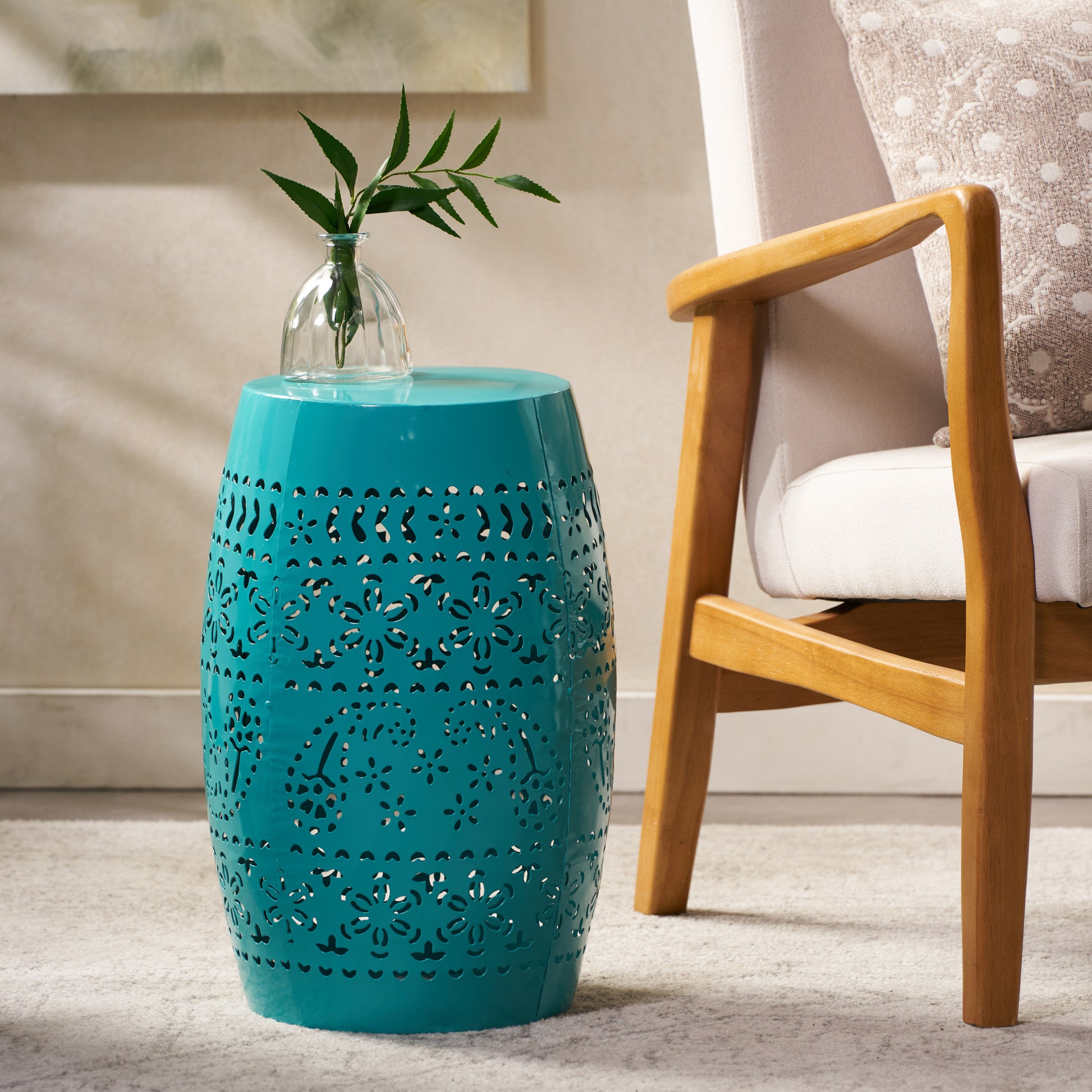 Ruby12 Side Table Teal Iron