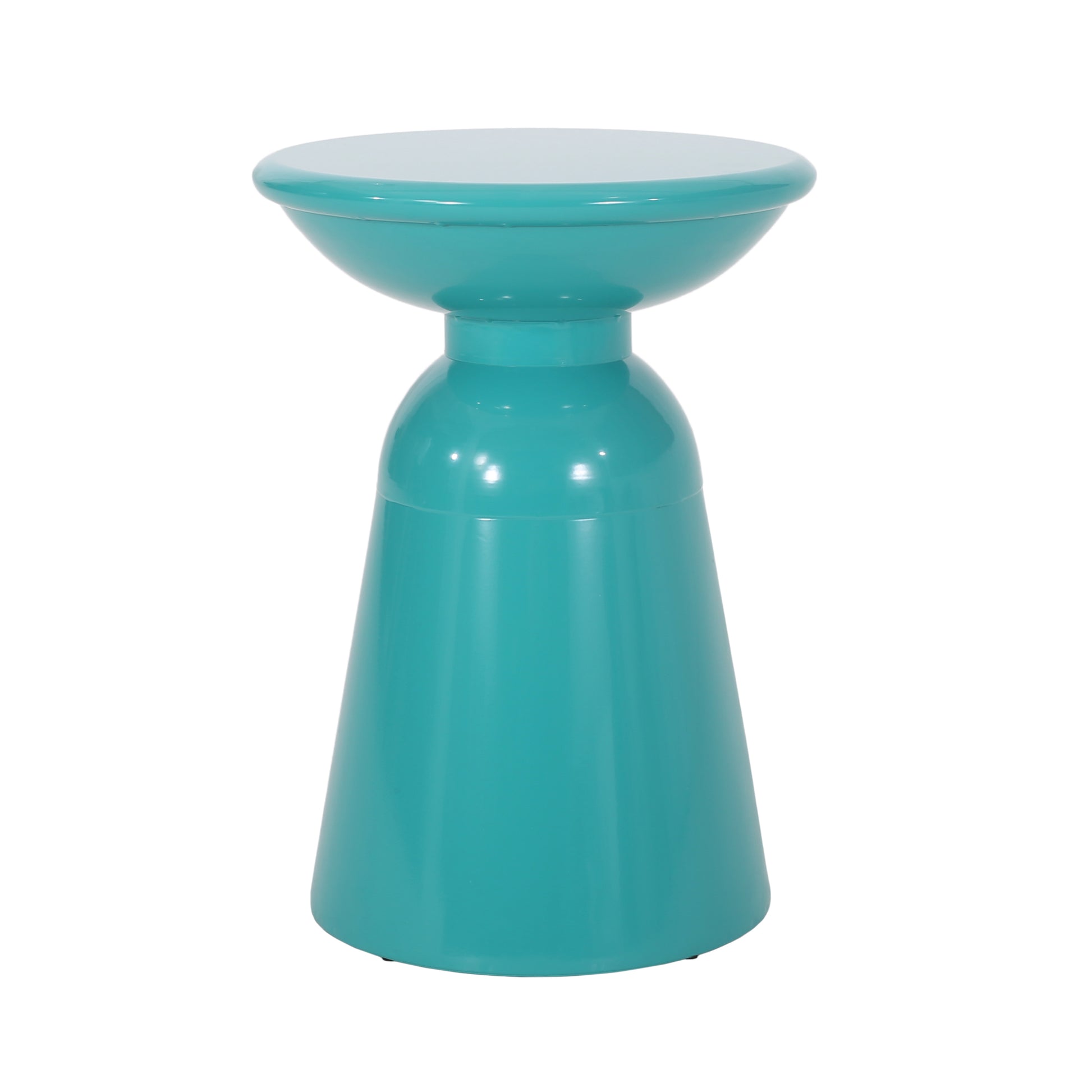 Outdoor Metal End Table Large Teal Iron