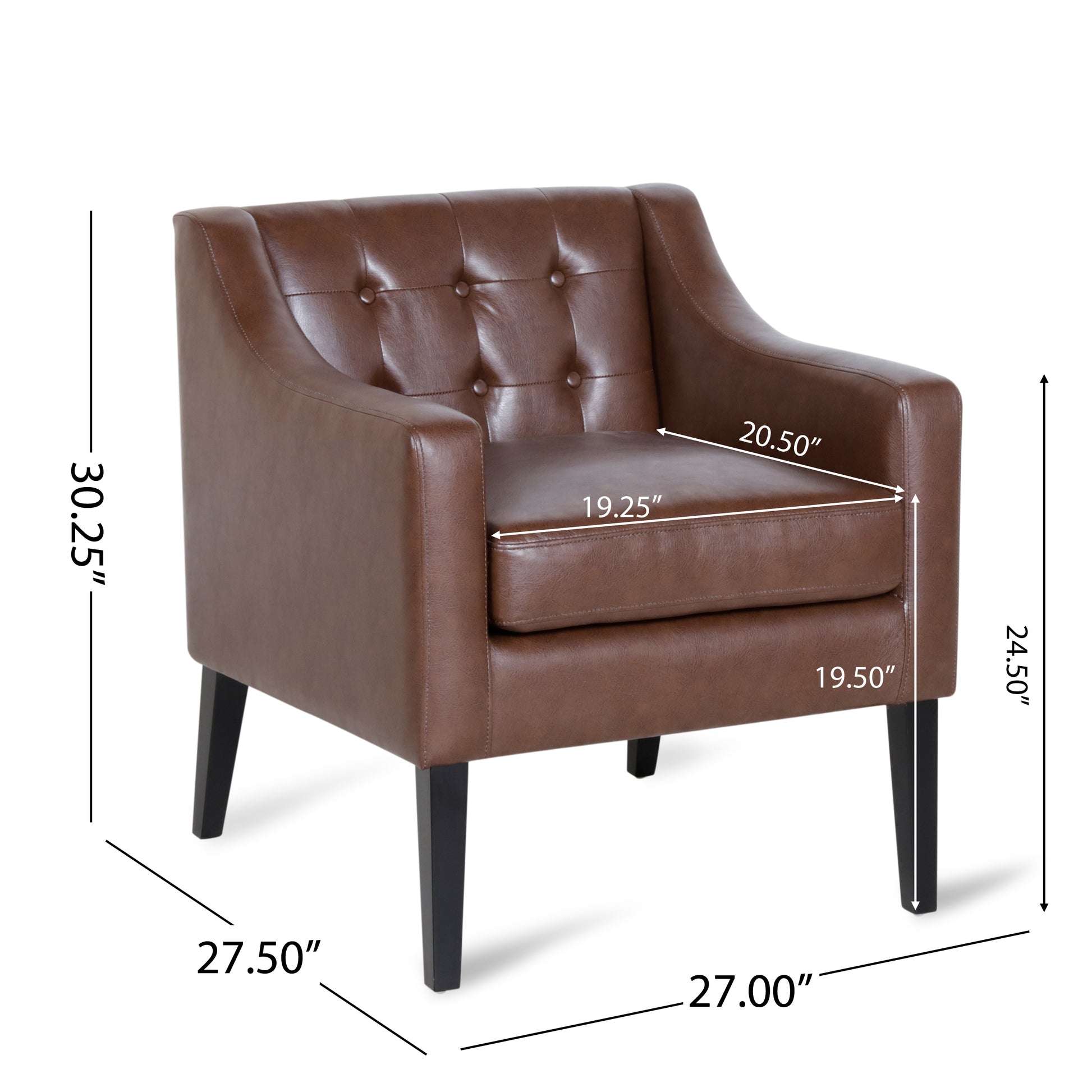 Accent Chair Dark Brown Pu