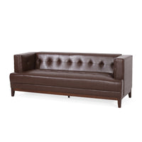 3 Seater Sofa Dark Brown Pu