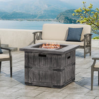 Outdoor Patio 24.5" H X 30" W Square Gas Burning Concrete Fire Pit 40, 000 Btu, Fire Pit Table With Tank Inside, Grey Grey Magnesium Oxide