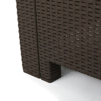 67.7" Outdoor 3 Seater Faux Wicker Rattan Style Sofa With Water Resistant Cushions, Brown Mix Beige Brown Beige Fabric